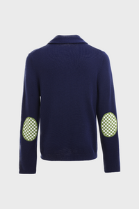 Navy Blue and Green Merino Cardigan236084675444978