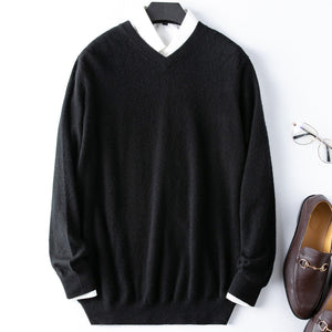 Solid V-Neck Merino-Cashmere Sweater1833809221452018