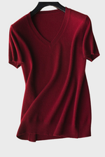 Charger l&#39;image dans la galerie, Silk Cashmere V-Neck T-Shirt
