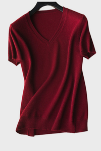 Silk Cashmere V-Neck T-Shirt1236025856033010