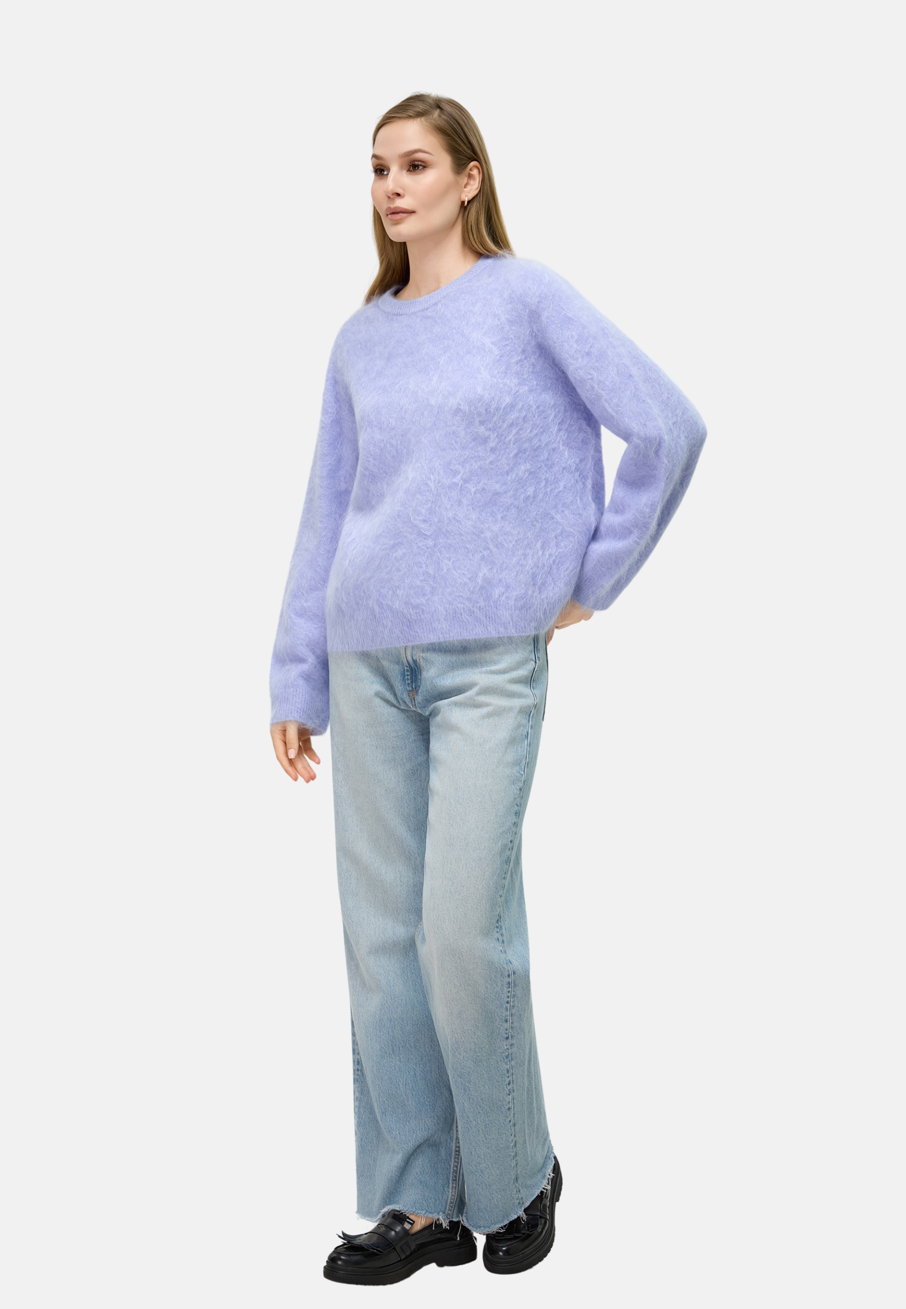 Pure Cashmere Crew - Neck Brushed Sweater