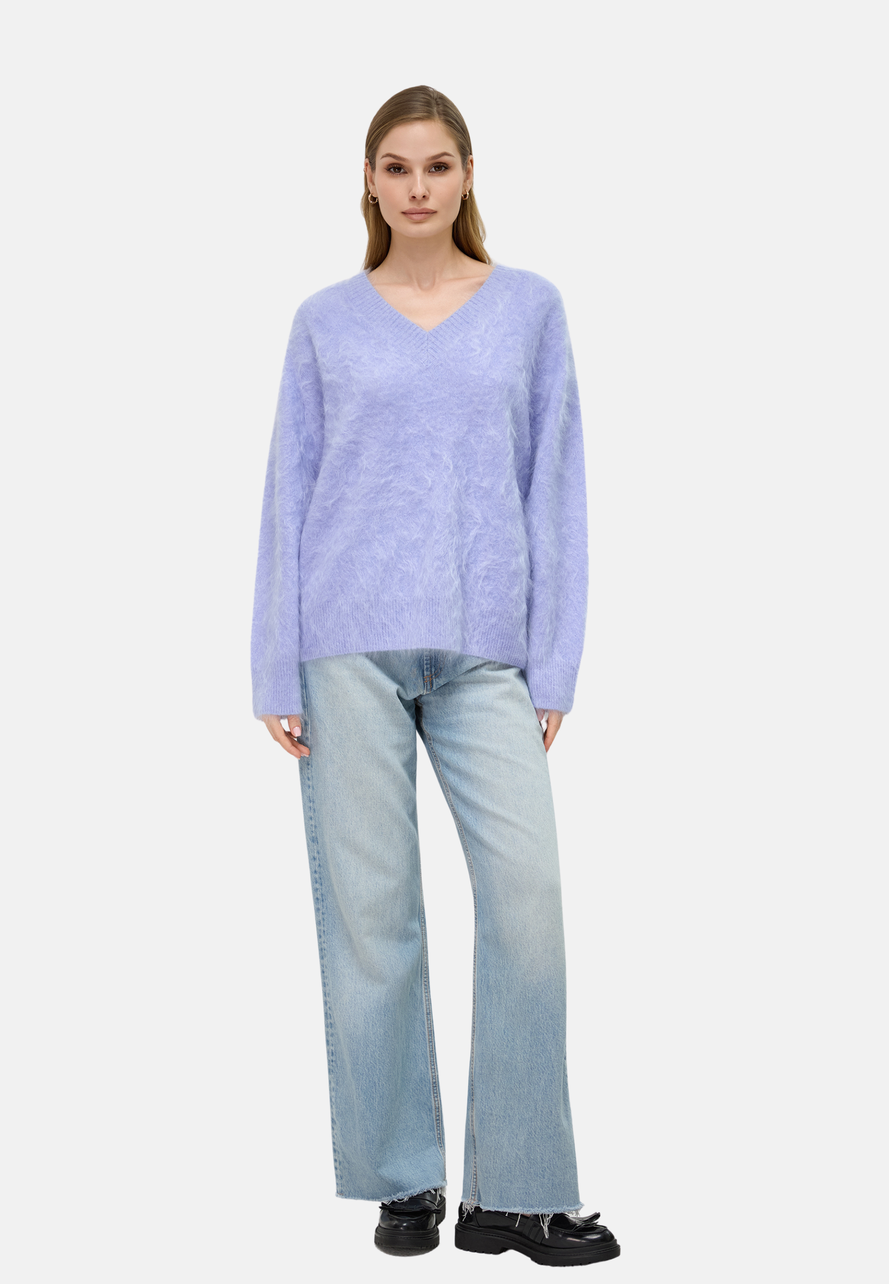 Brushed Pure Cashmere V-Neck Sweater