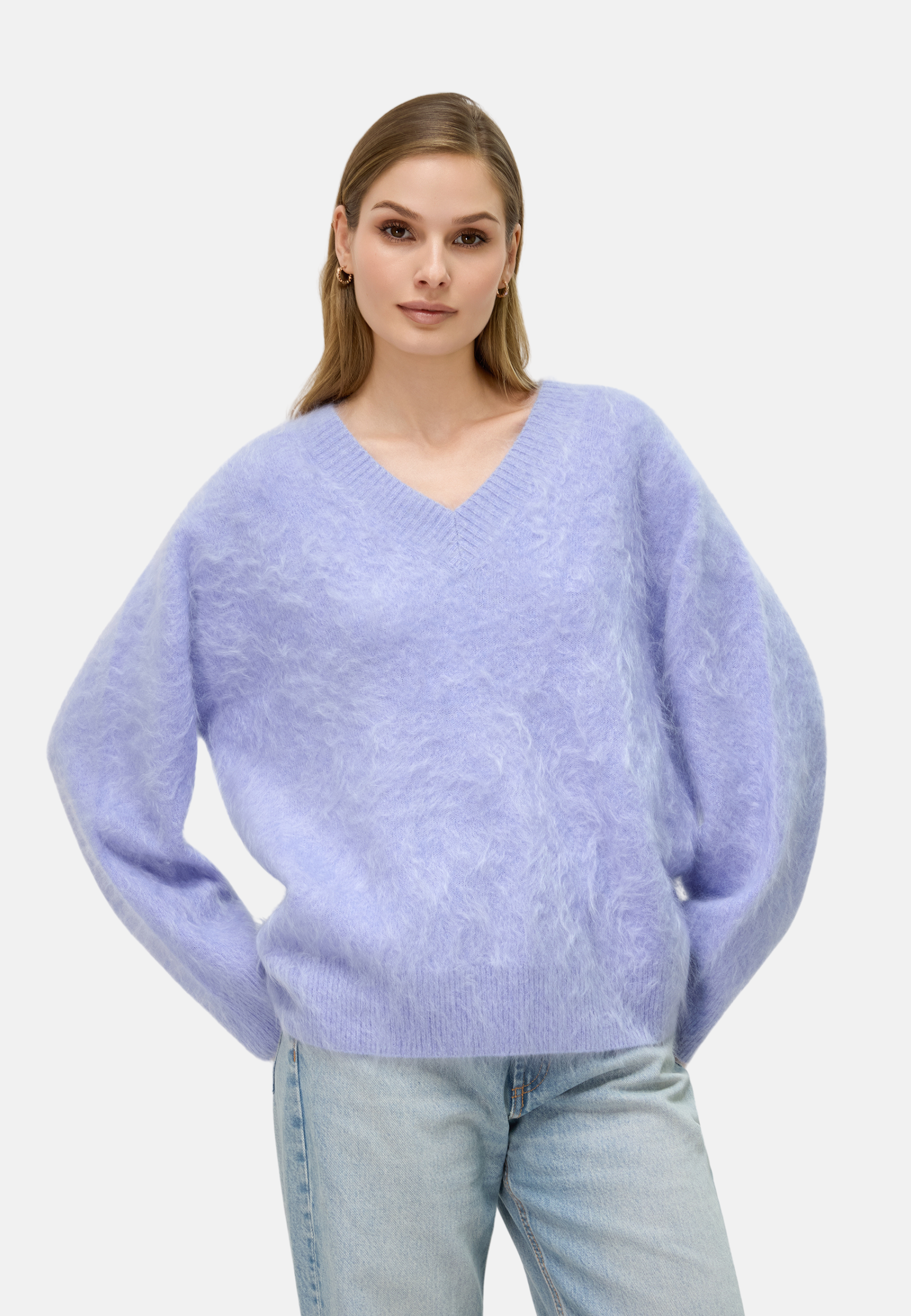 Brushed Pure Cashmere V-Neck Sweater