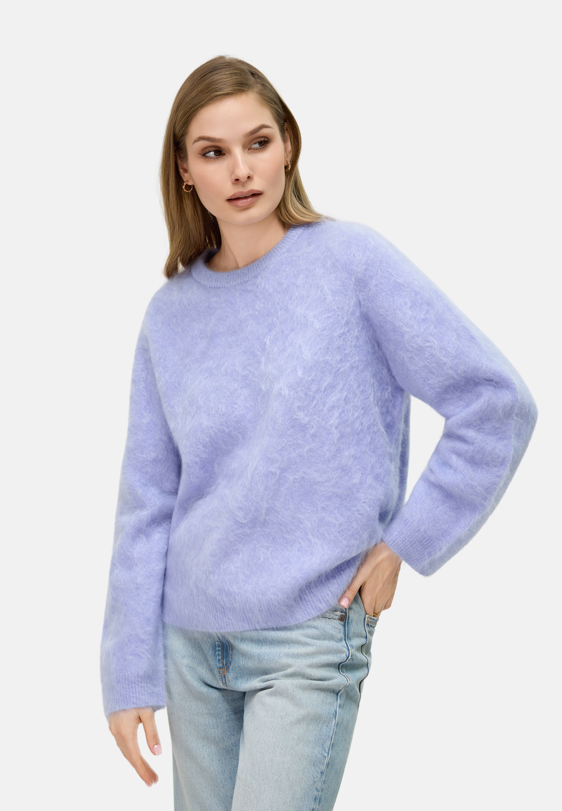 Pure Cashmere Crew - Neck Brushed Sweater