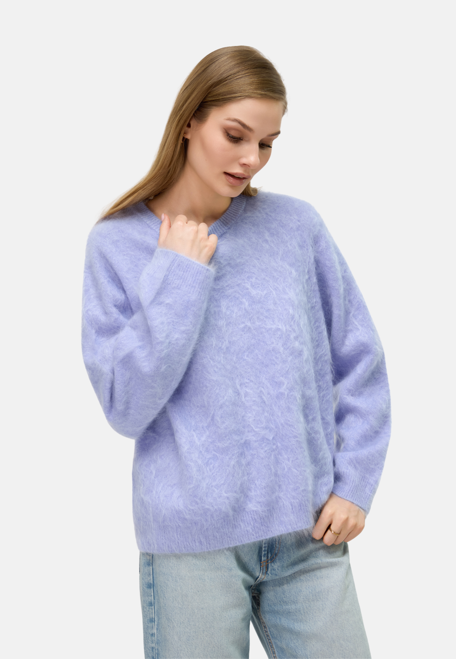 Pure Cashmere Crew - Neck Brushed Sweater