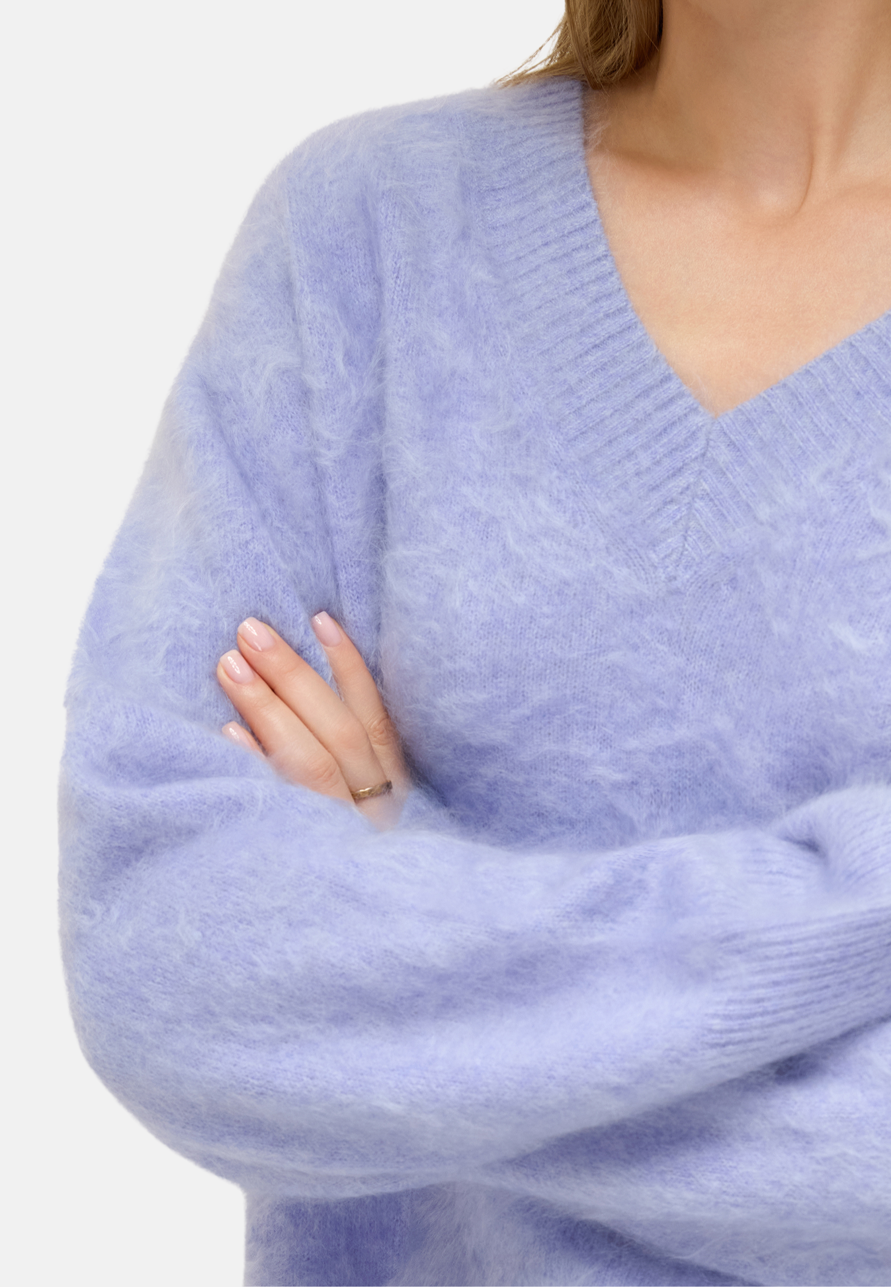 Brushed Pure Cashmere V-Neck Sweater