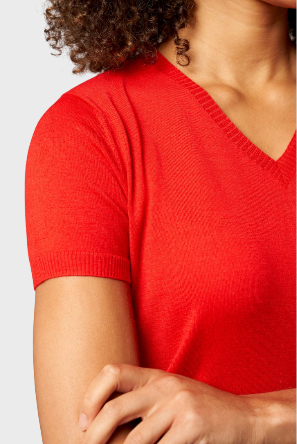 Silk Cashmere V-Neck T-Shirt