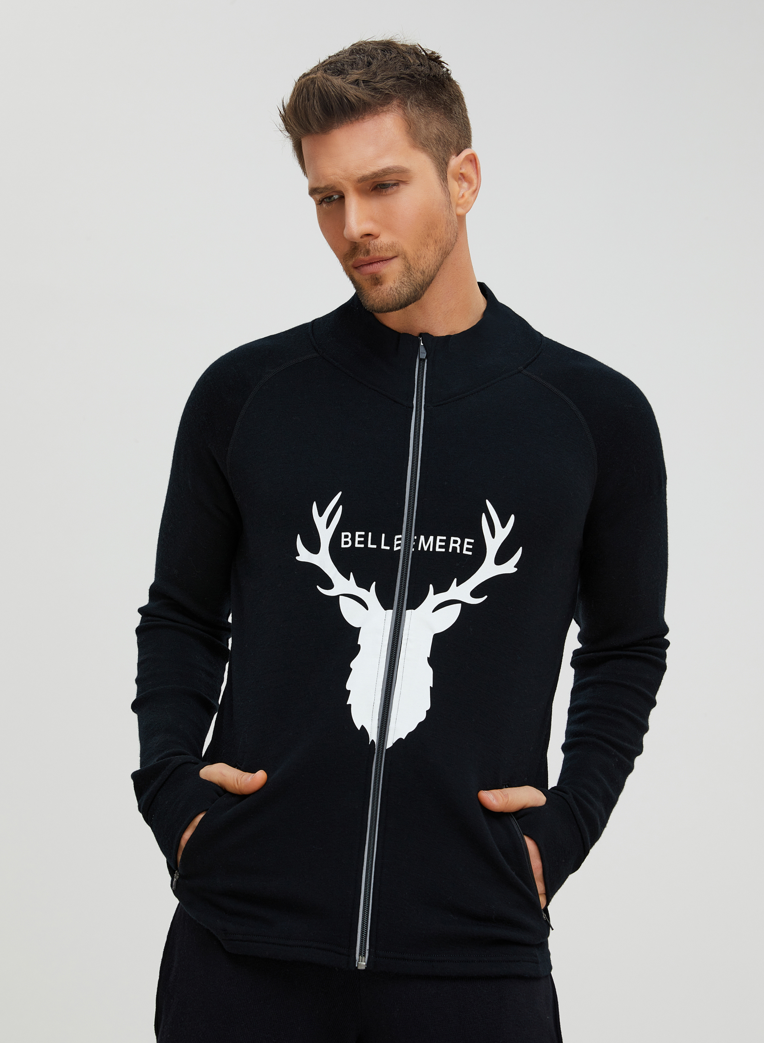 Unisex Merino Deer Design Full Zipped Jacket