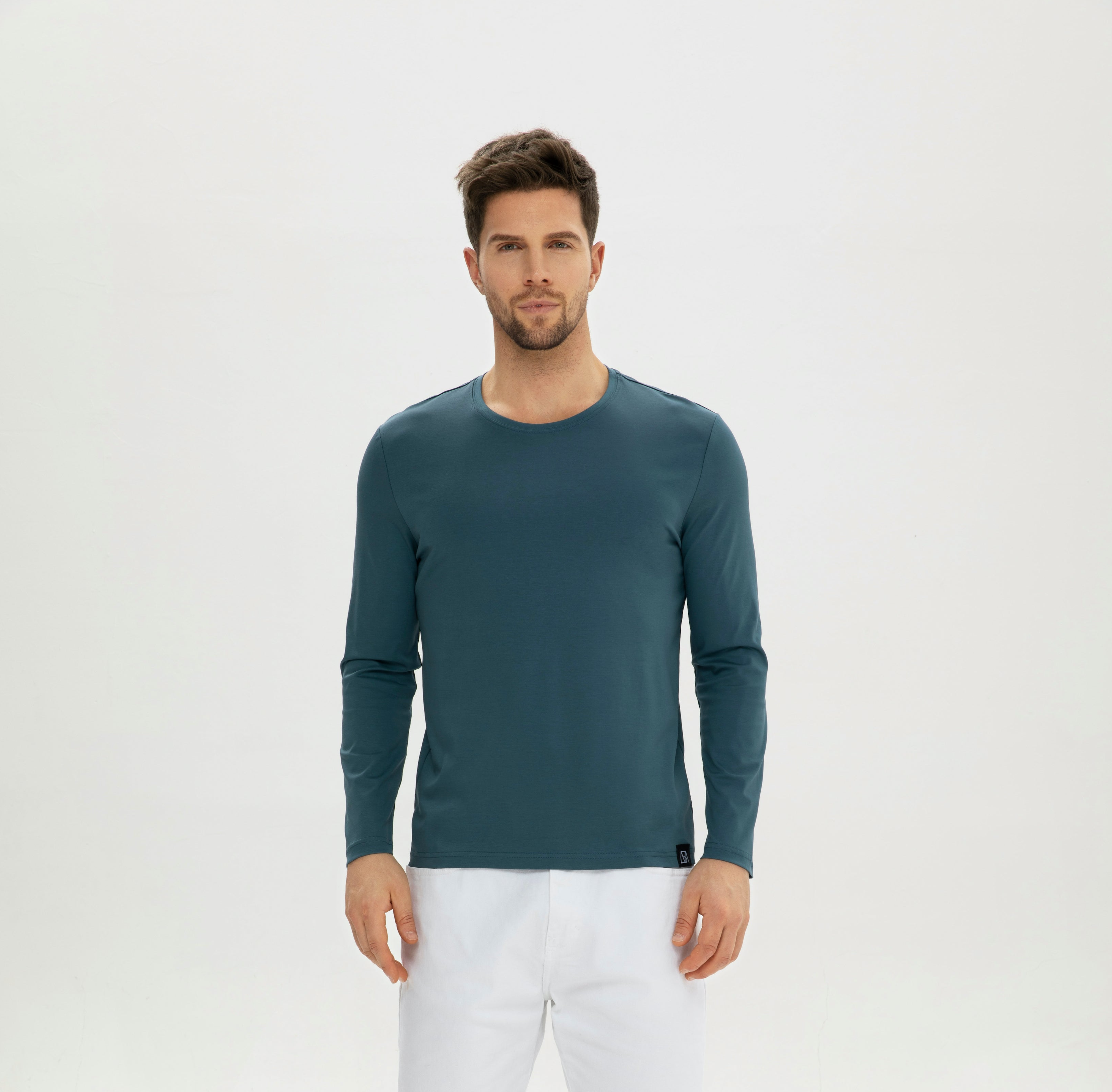 Men Crew-Neck Long Sleeves Cotton T-Shirt