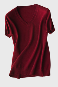 Silk Cashmere V-Neck T-Shirt3236642581381362