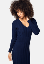 Load image into Gallery viewer, Midi V-Neck Merino Wool Dress
