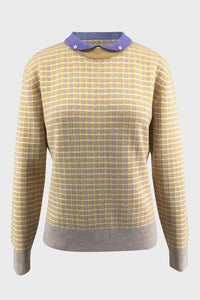 Tweed Merino Pullover With Pearl Collar735743994249458