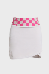 High-Waisted Checkered Asymmetric Skirt435810064105714