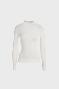 Fitted Mock-Neck Sweater (White Worsted Cashmere Staple)836084423491826