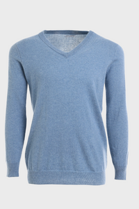 Solid V-Neck Merino-Cashmere Sweater136085029765362