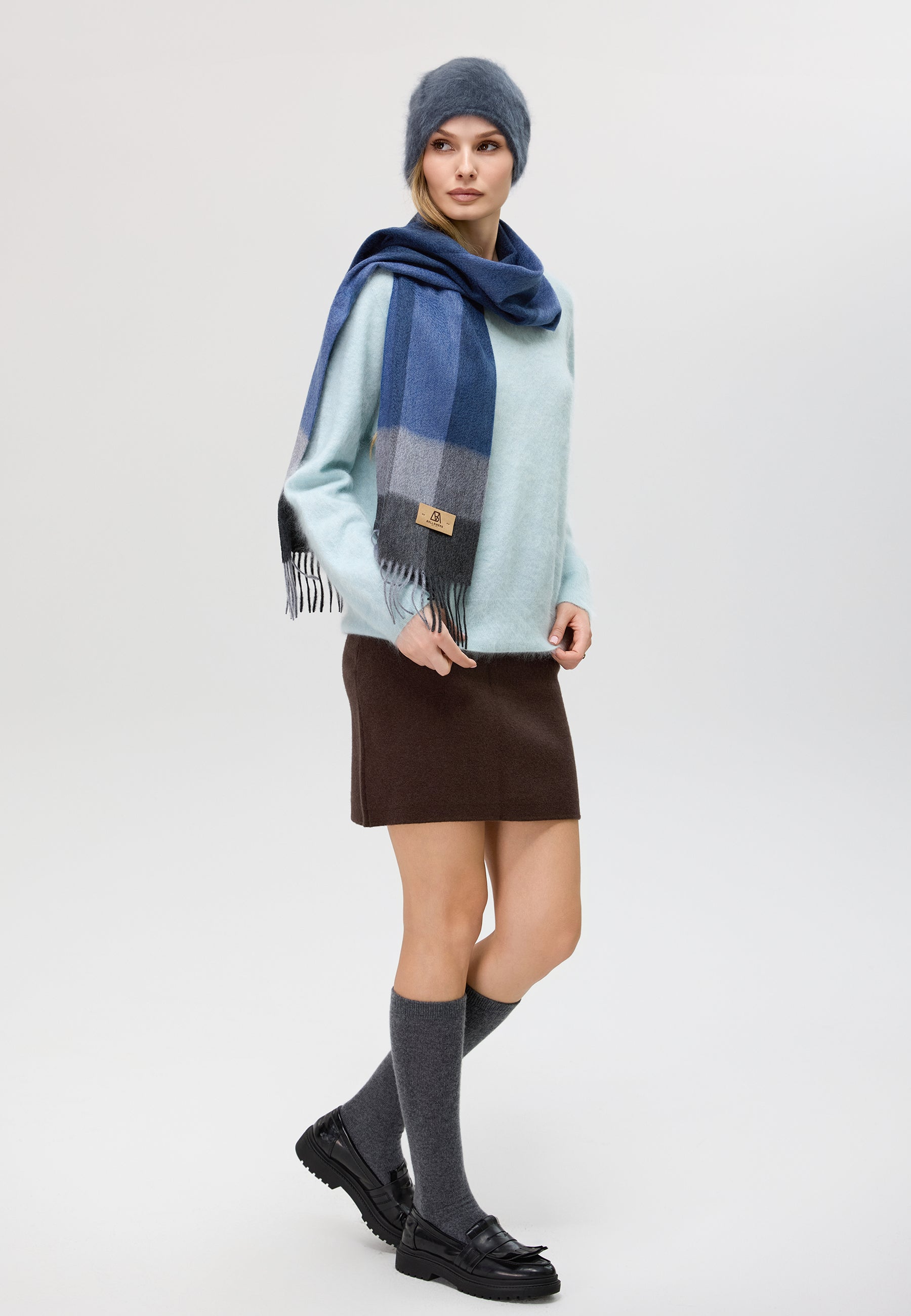 Checker Cashmere Plaid Scarf