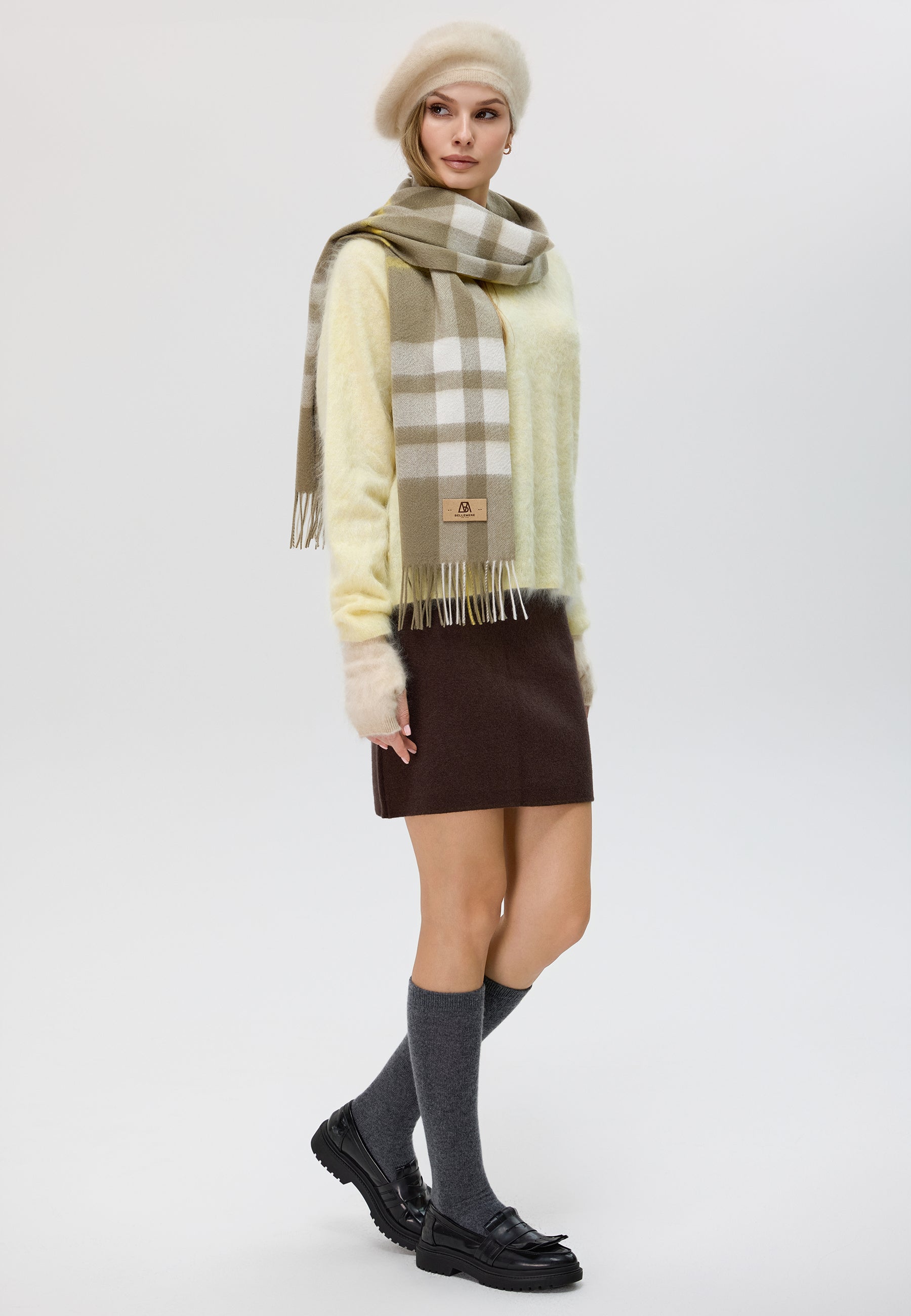 Checker Cashmere Plaid Scarf