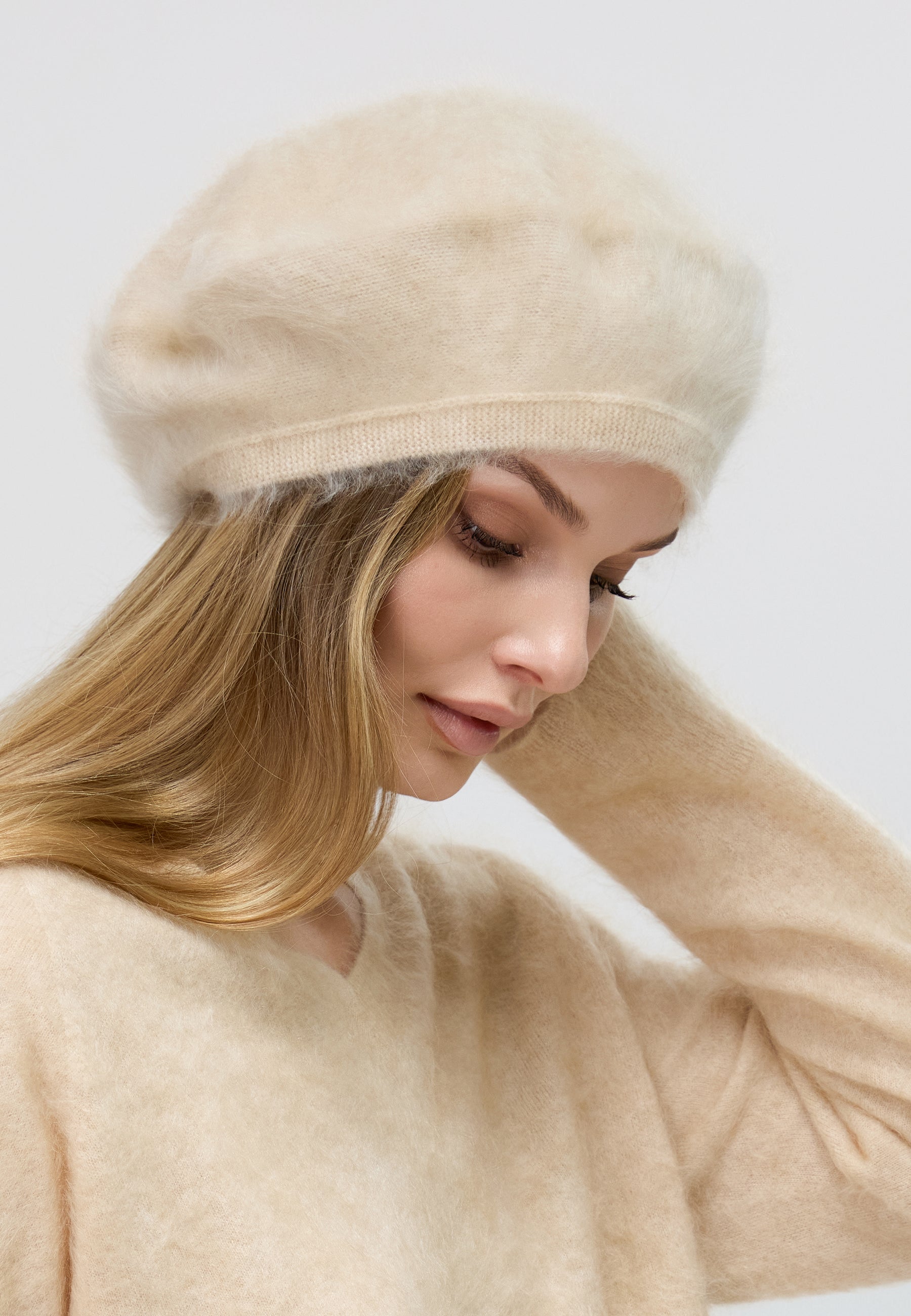Brushed Pure Cashmere Beret