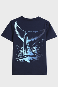 Unisex Endangered Whale Graphic Print Crew Neck T-Shirt435895850631410