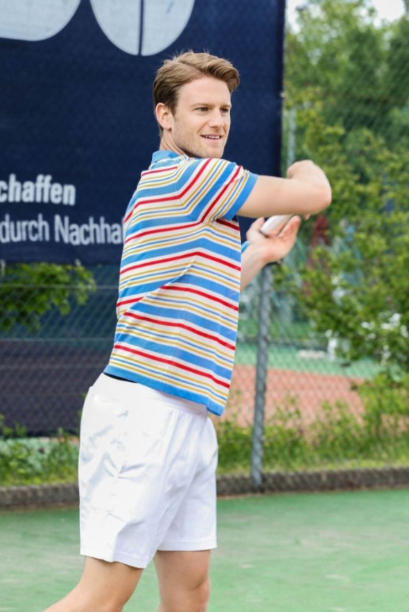 Polo en Tencel à rayures fantaisie multicolores