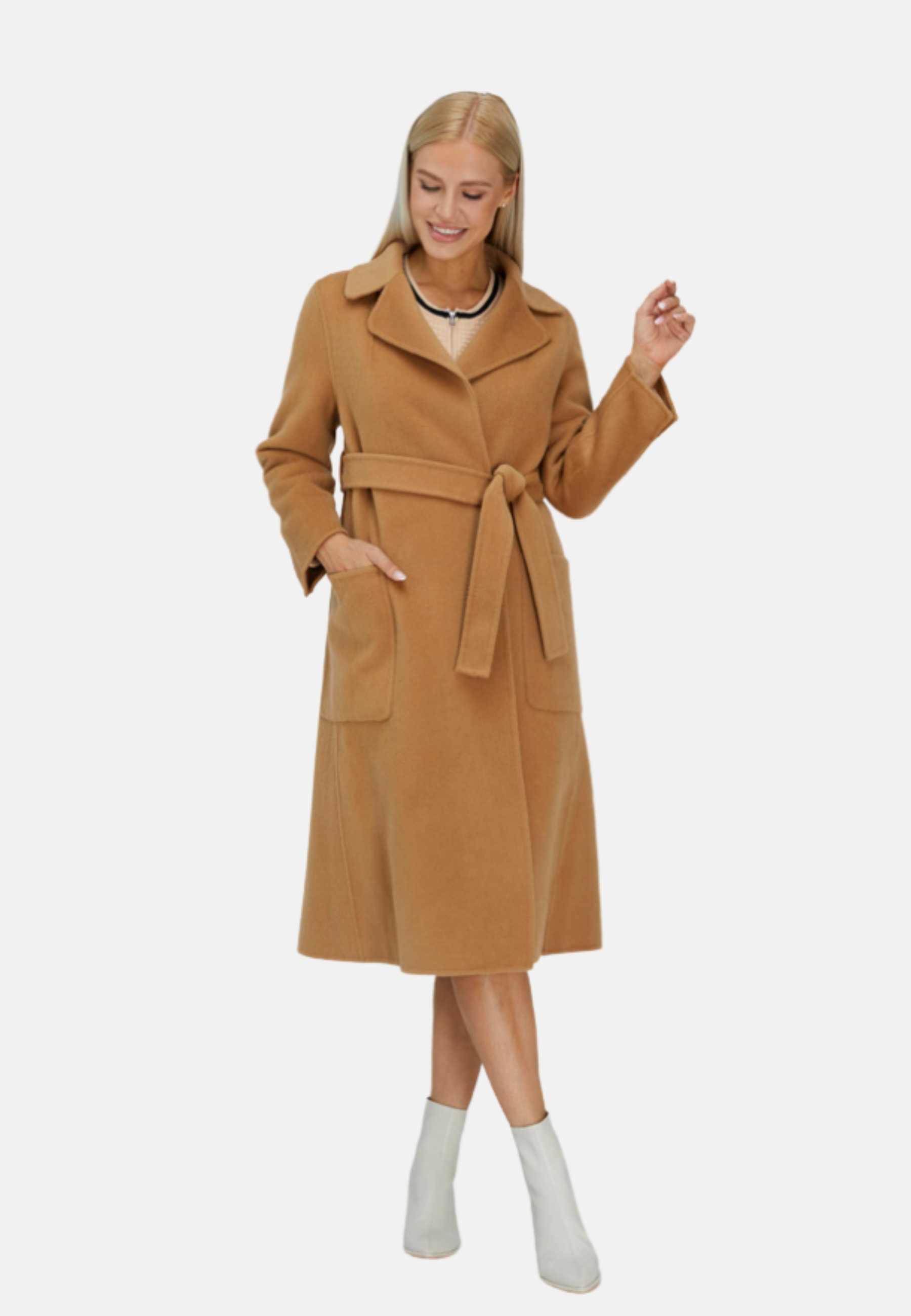 Relaxed Cashmere Blend Coat with Belt