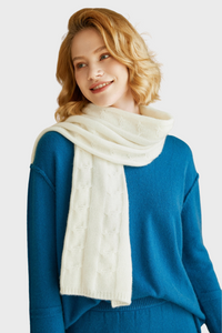 Solid Cable-Knit Cashmere Scarf435914603331826