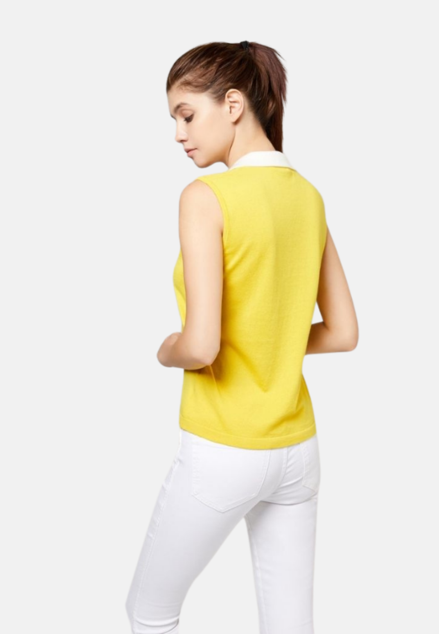 Cotton Cashmere Sleeveless Polo Shirt