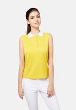 Lade das Bild in den Galerie-Viewer, Cotton Cashmere Sleeveless Polo Shirt
