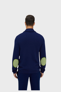 Navy Blue and Green Merino Cardigan736084675379442