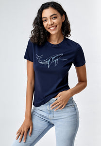 Unisex Endangered Whale Graphic Print Crew Neck T-Shirt632774554255602