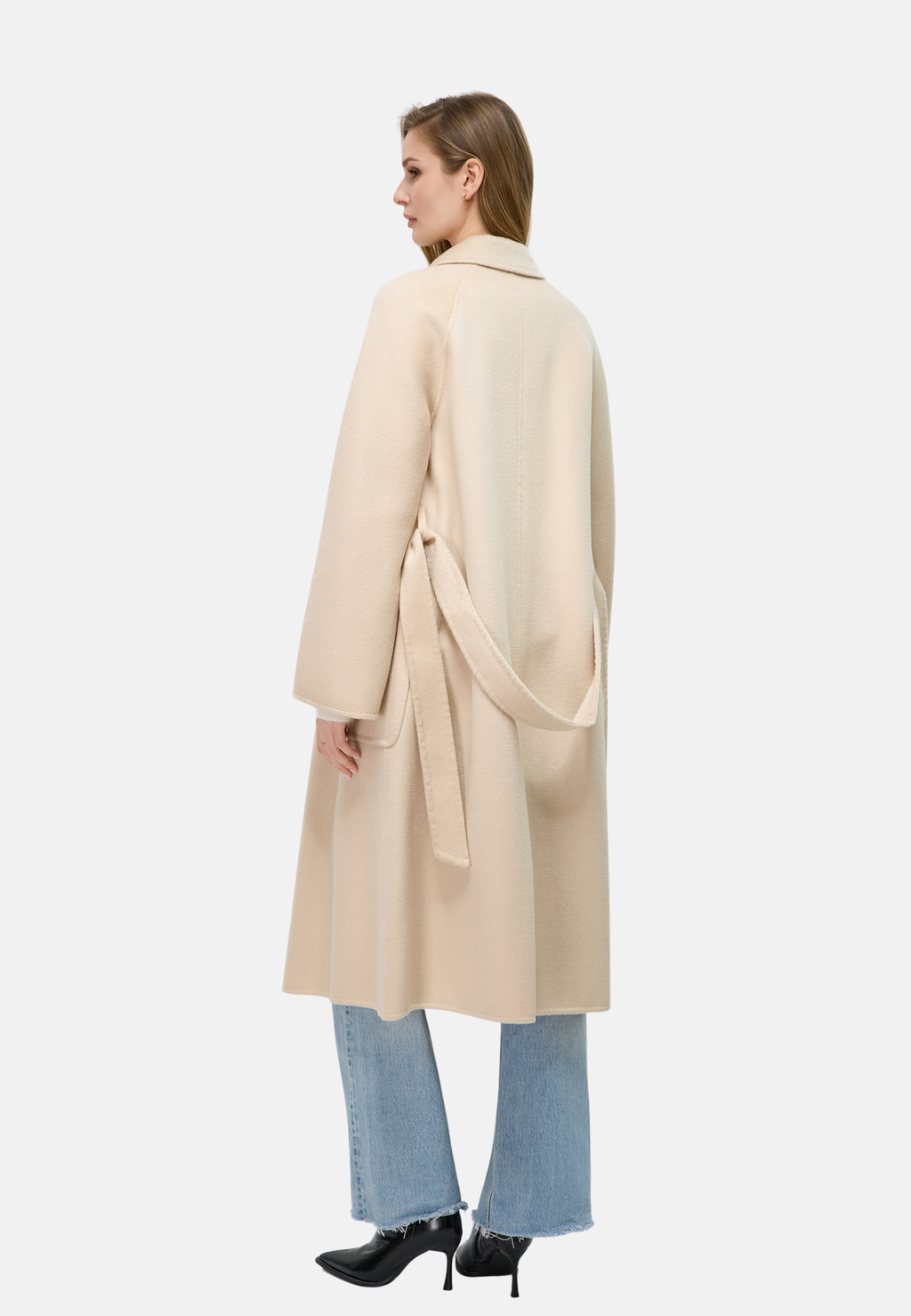 Manteau ceinturé en mérinos