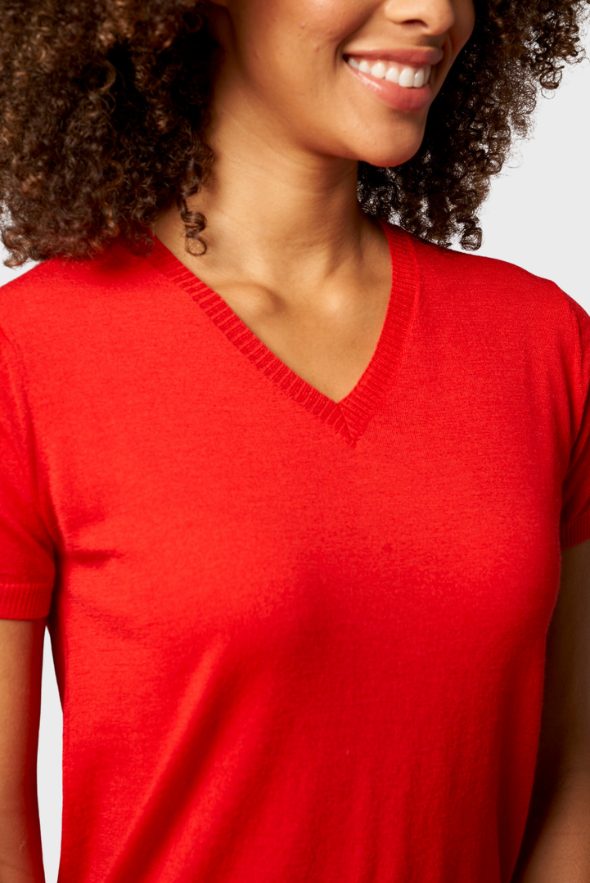 Silk Cashmere V-Neck T-Shirt