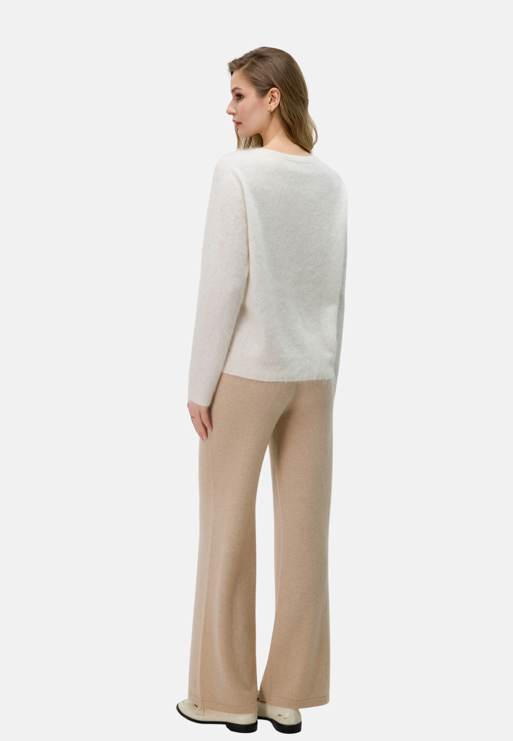 Brushed Silk Cashmere Crew-Neck Sweater