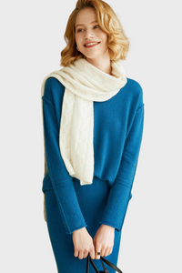 Solid Cable-Knit Cashmere Scarf135914603233522