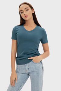 Smart V-Neck Cotton T shirt ( 190g)336074918052082