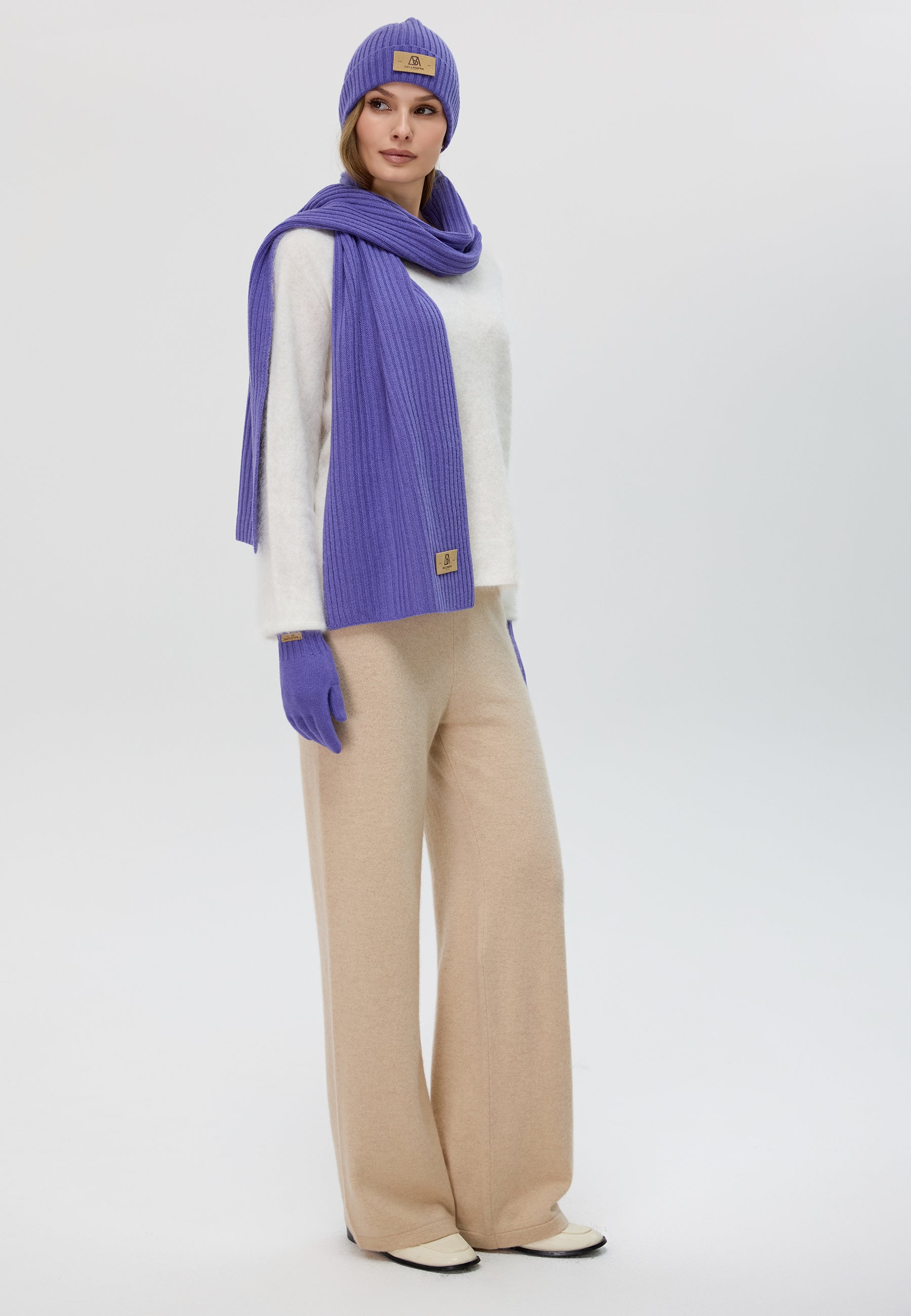 Flat-Ribbed Knit Merino Wool Scarf