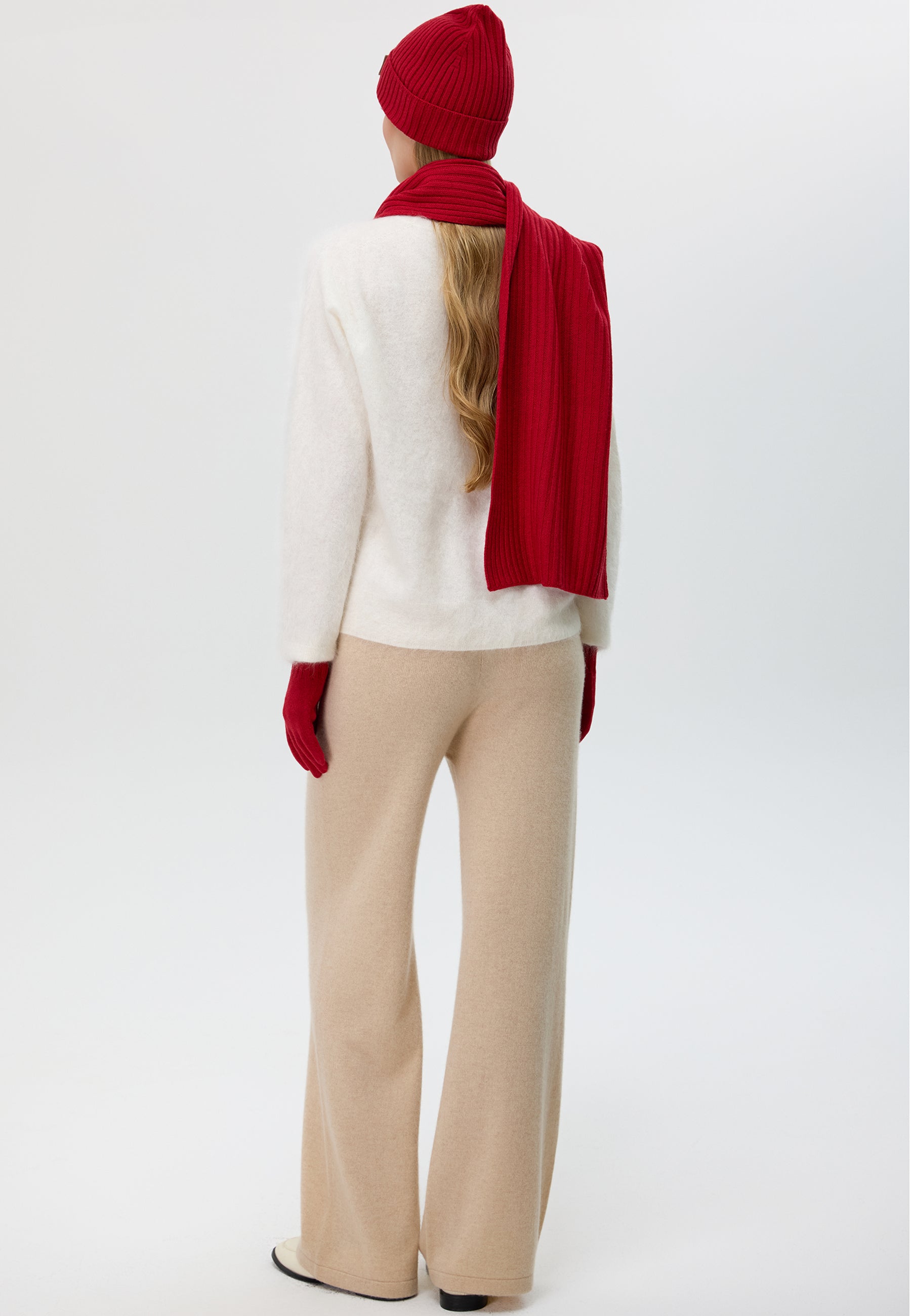 Flat-Ribbed Knit Merino Wool Scarf