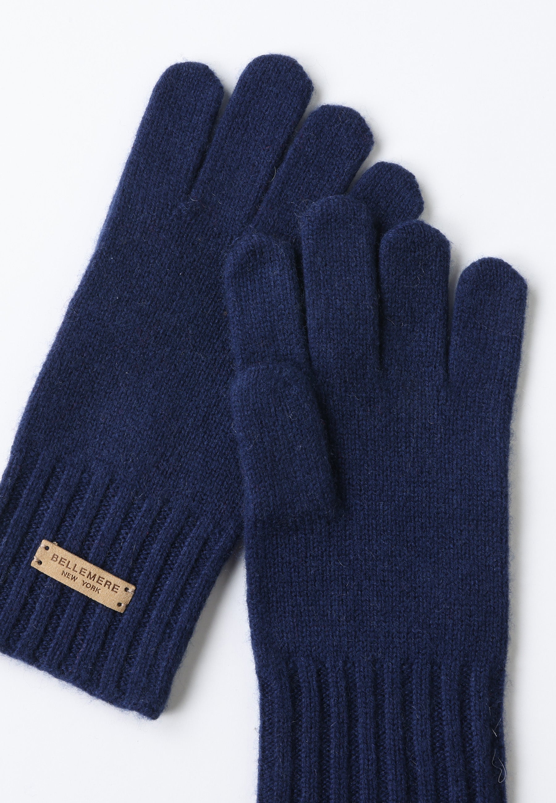 Flat-Ribbed Knit Merino Wool Gloves