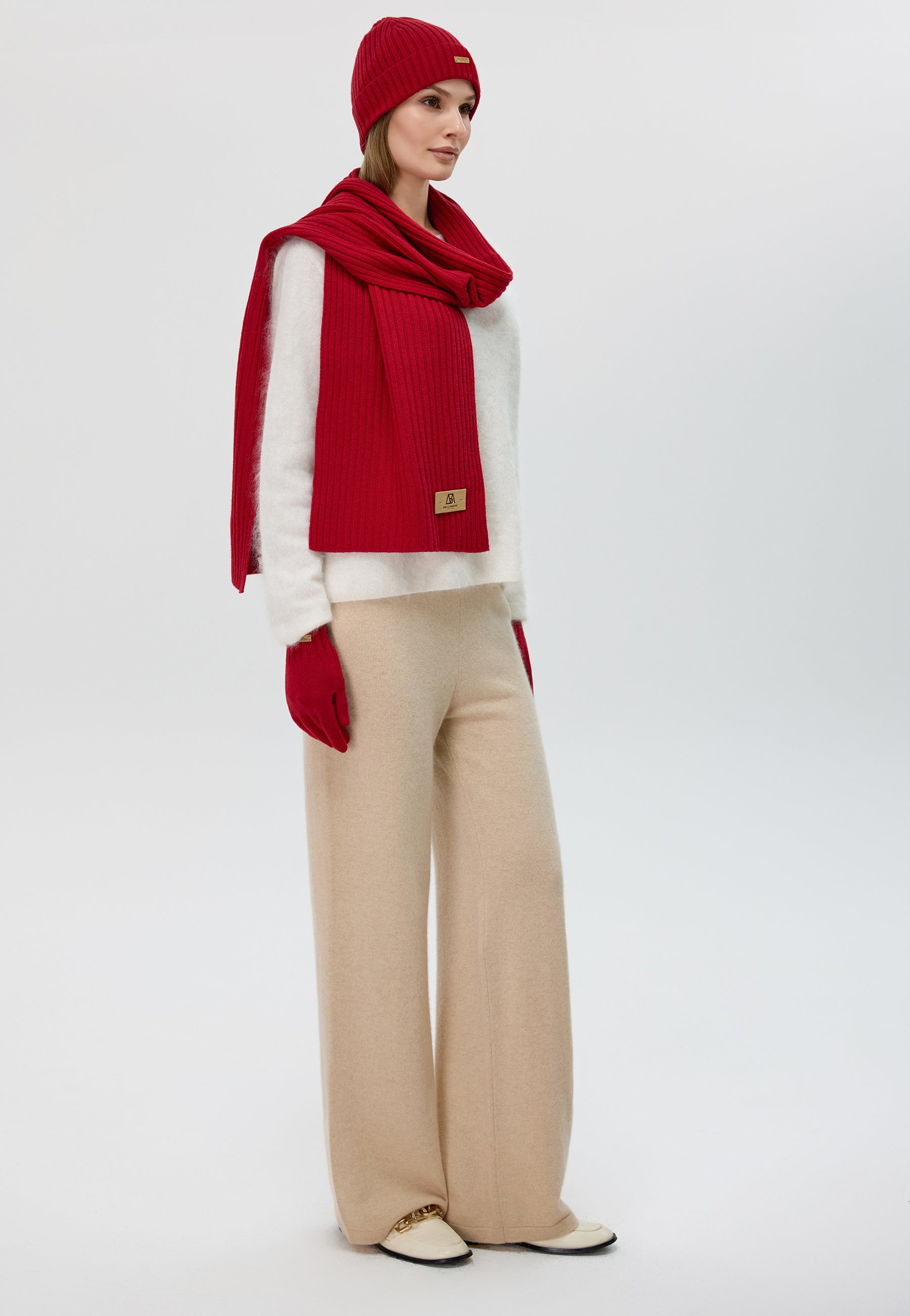 Flat-Ribbed Knit Merino Wool Gloves