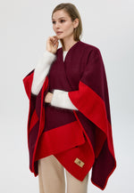 Load image into Gallery viewer, Double-Sided Wool Cape Shawl — Two-Tone Reversible Design

