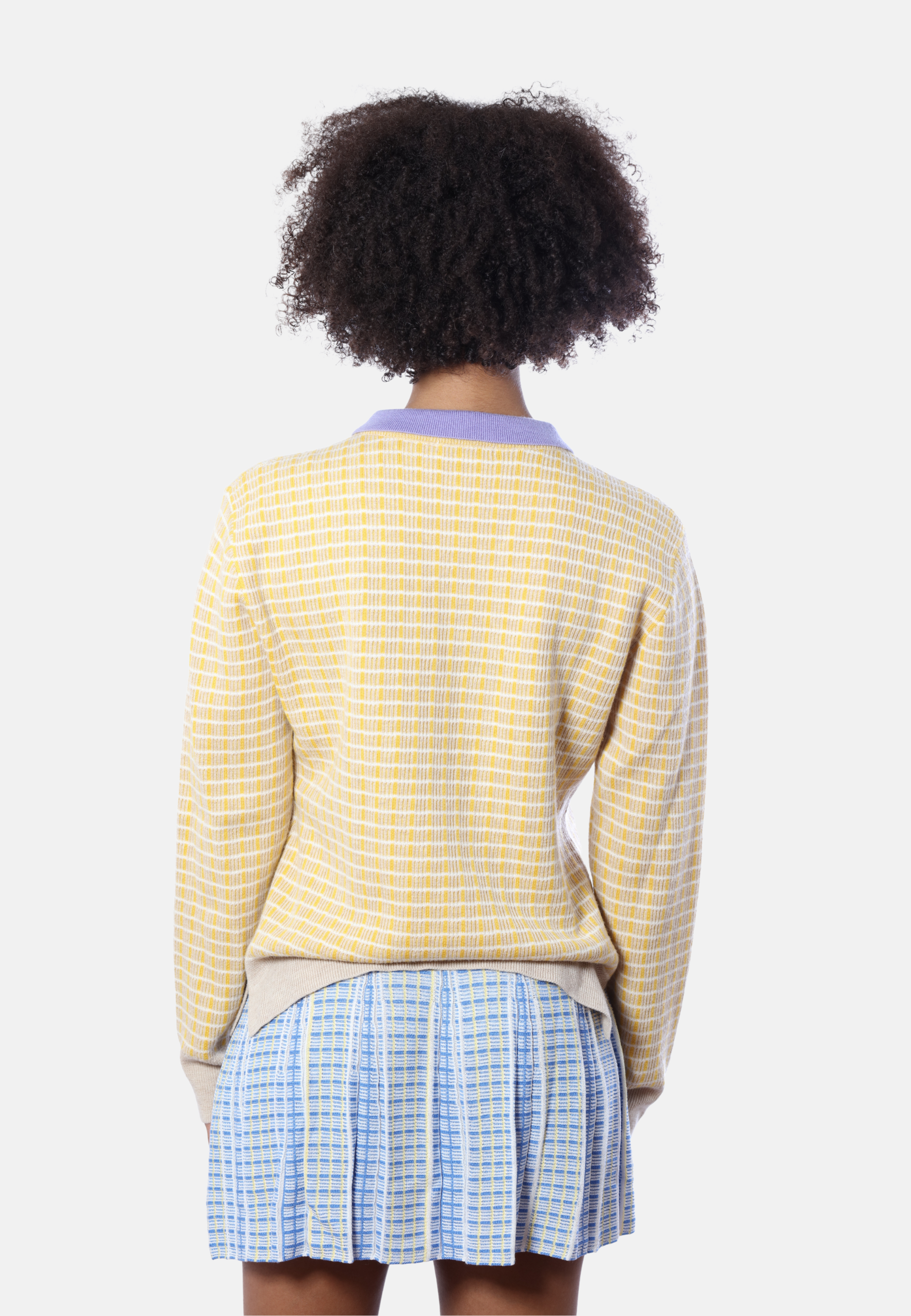 Tweed Merino Pullover With Pearl Collar