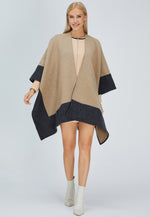 Load image into Gallery viewer, Double-Sided Wool Cape Shawl — Two-Tone Reversible Design
