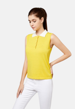 Lade das Bild in den Galerie-Viewer, Cotton Cashmere Sleeveless Polo Shirt

