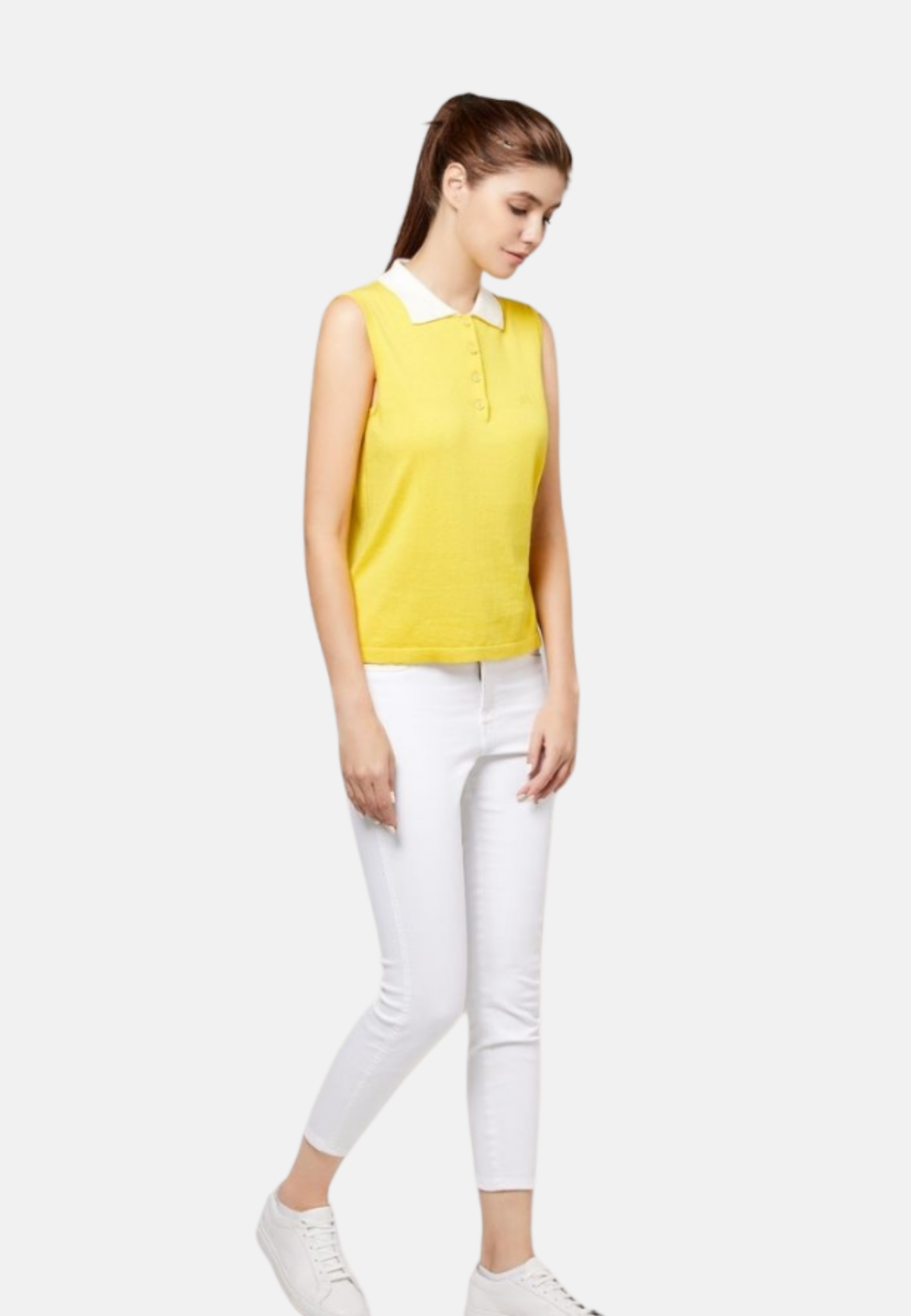 Cotton Cashmere Sleeveless Polo Shirt