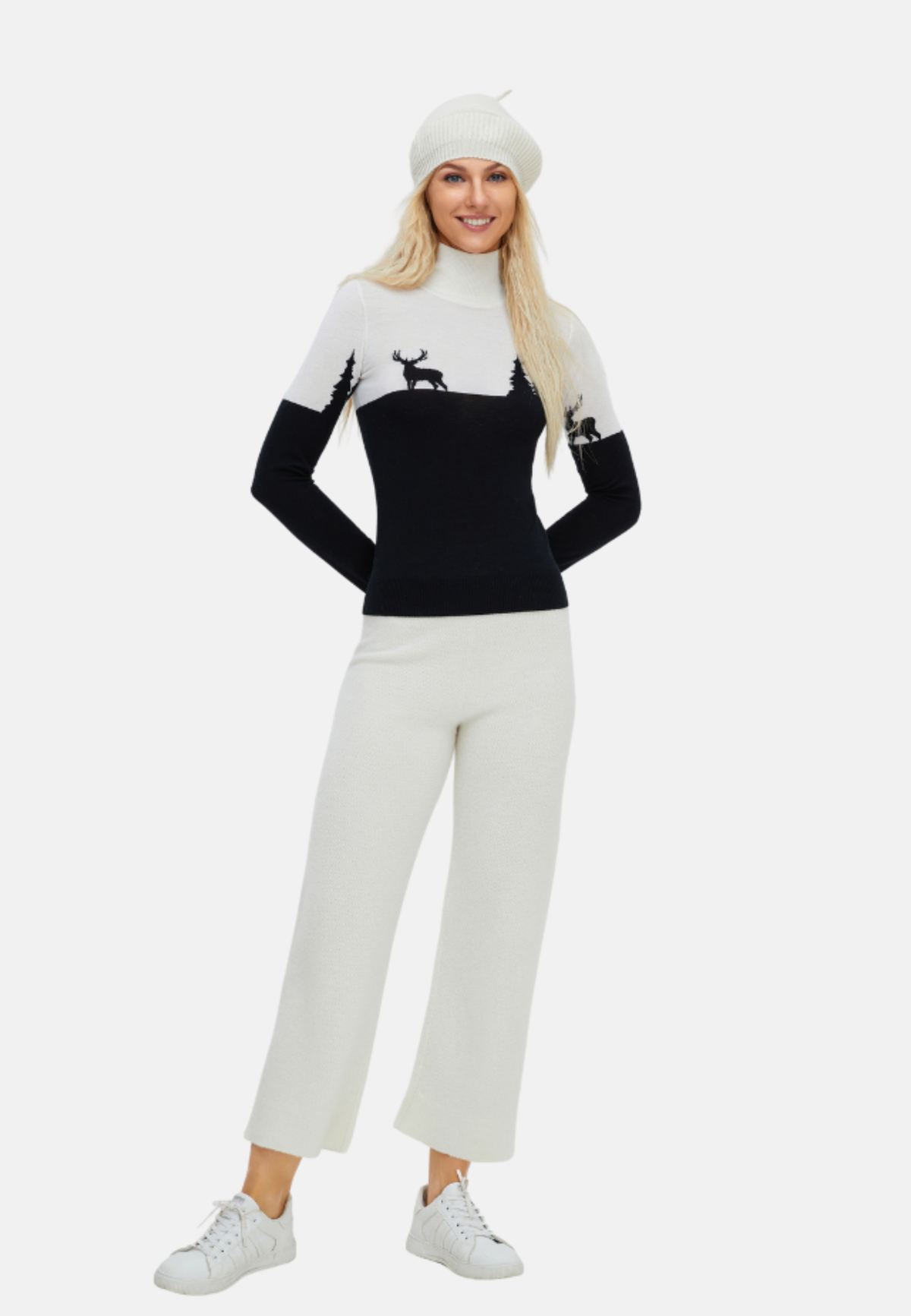 Women's Merino 'Deer & Tree' Slim Fit Sweater