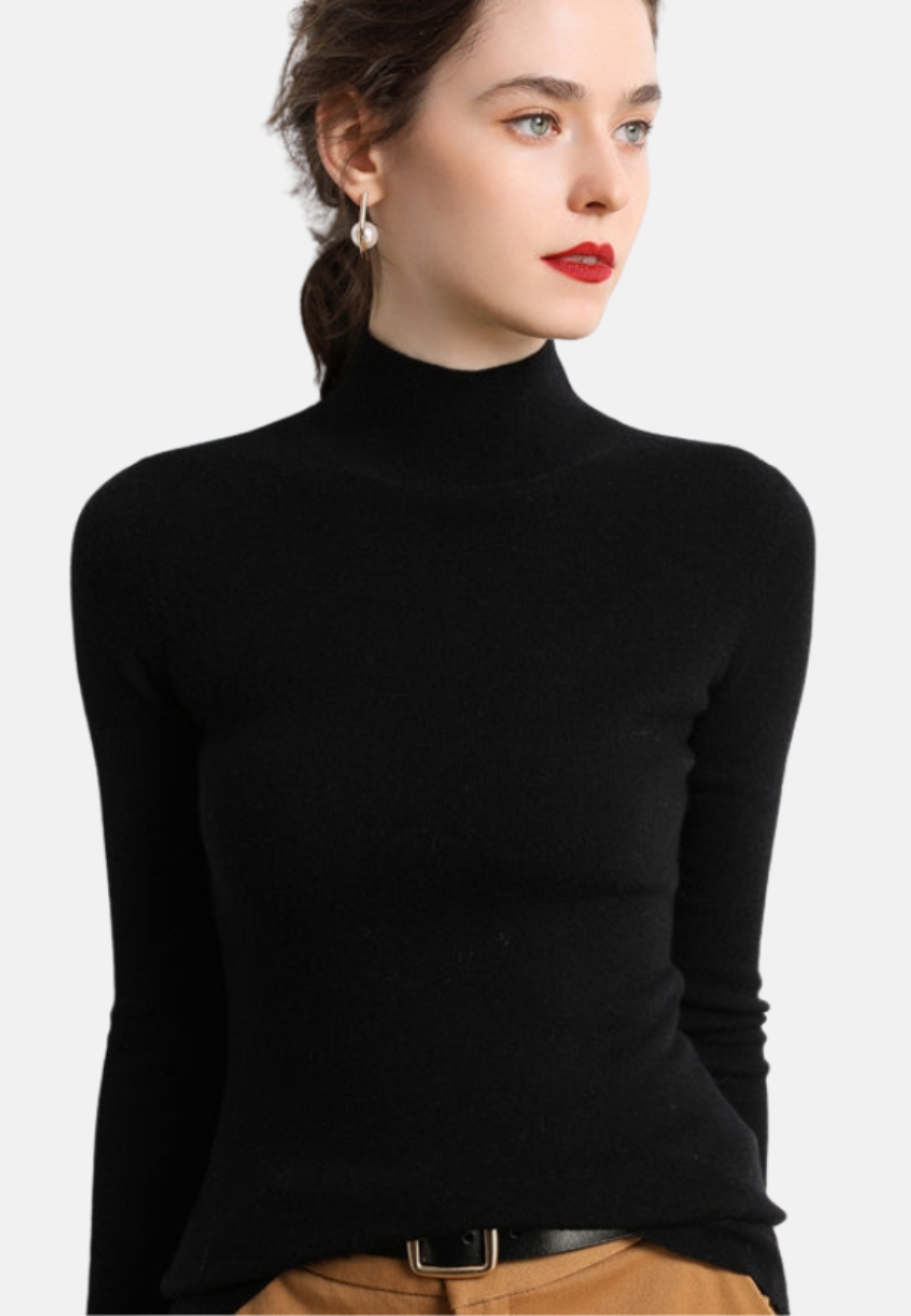 Fitted Mock-Neck Merino Sweater