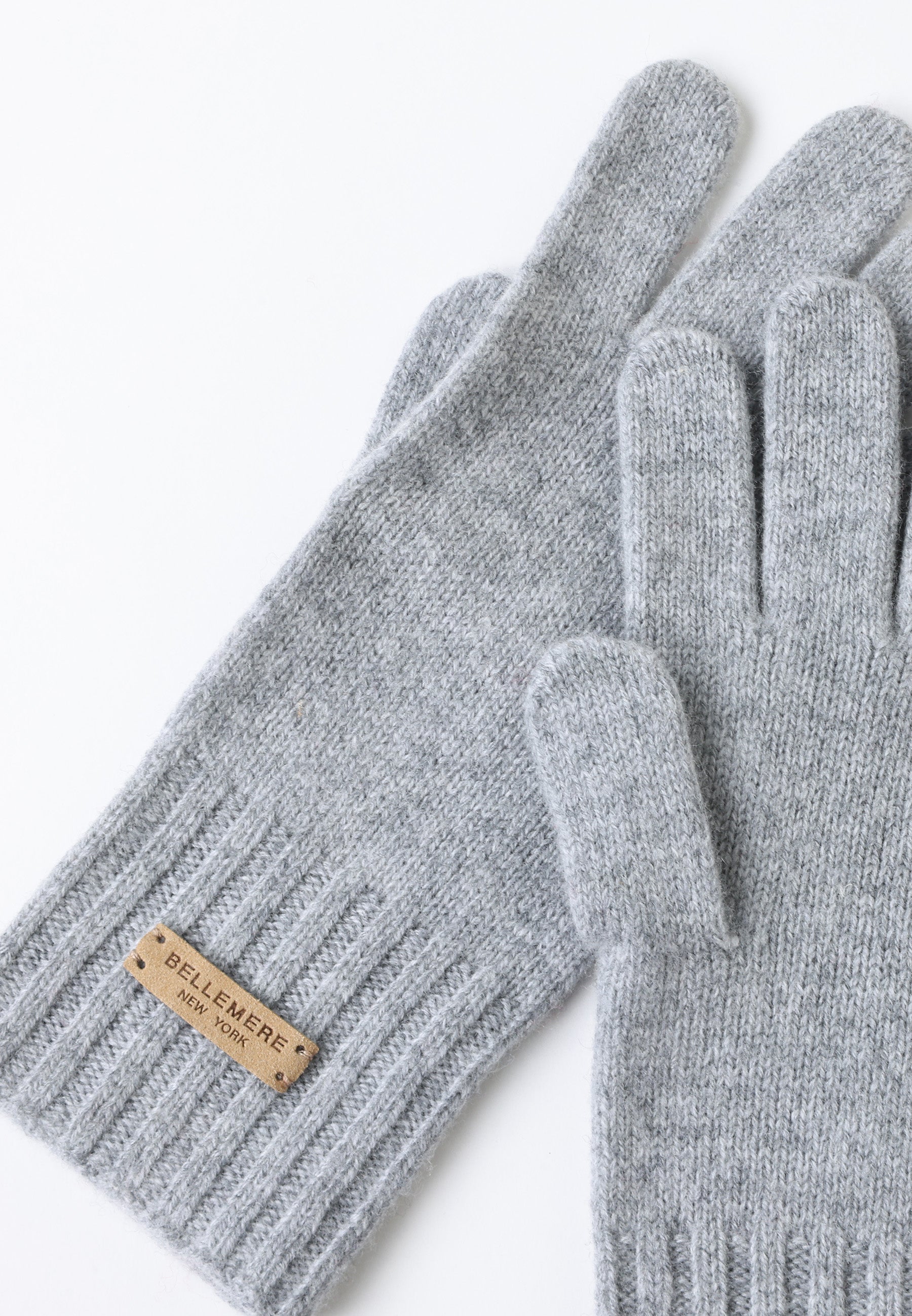 Flat-Ribbed Knit Merino Wool Gloves