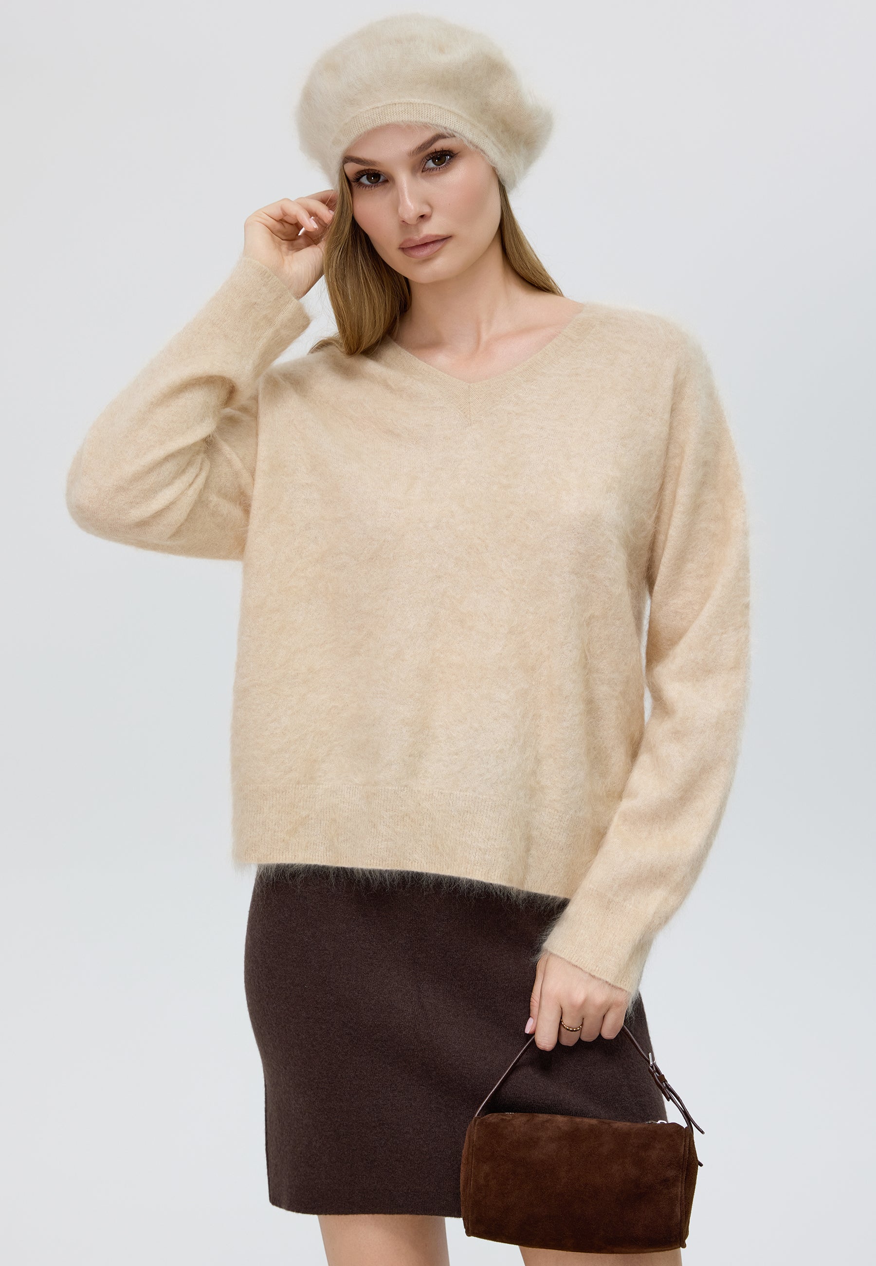 Brushed Pure Cashmere Beret