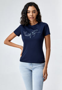 Unisex Endangered Whale Graphic Print Crew Neck T-Shirt832774554288370