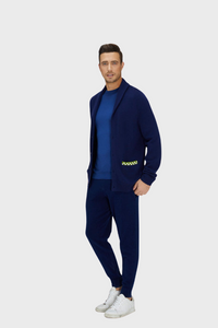 Navy Blue and Green Merino Cardigan1336084675150066